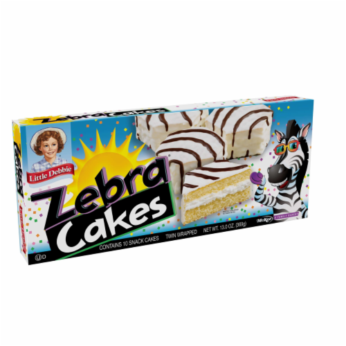 Zebra Cakes, 16 Boxes, 80 Twin-Wrapped Yellow Cakes with Crème Filling and White Icing Perspective: left