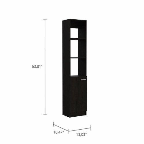 TUHOME Black Modern Engineered Wood Malaga 63  One-Door Linen Cabinet Perspective: left