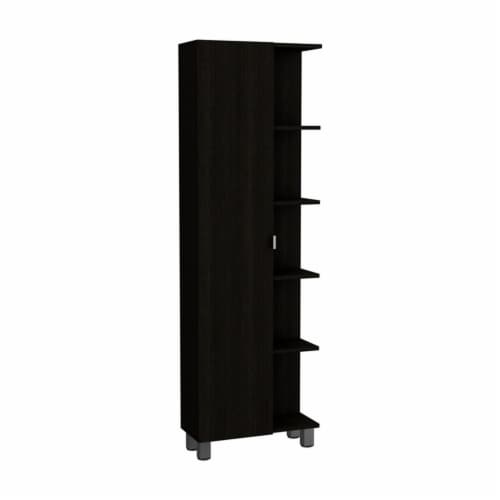 Tuhome Furniture Urano 62  Linen Cabinet with Open Storage in Black Perspective: left