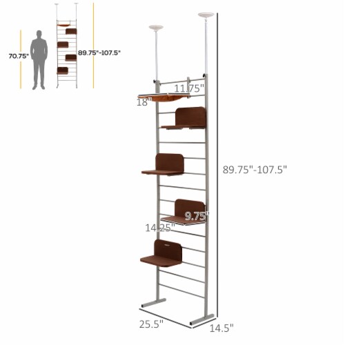 9FT Adjustable Multi-Level Cat Climber Climbing Tree Tower Scratcher Post Steps Perspective: left