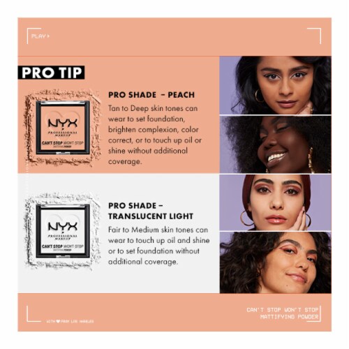 NYX Professional Makeup Can't Stop Won't Stop Powder Mattifying 02 Light Perspective: left