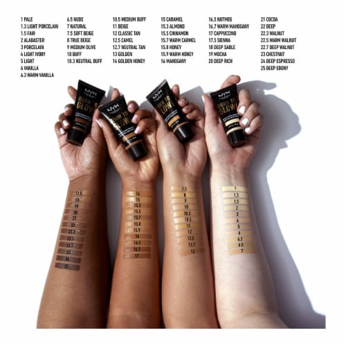 NYX Professional Makeup Born To Glow Foundation Naturally Radiant 5 Light Perspective: left