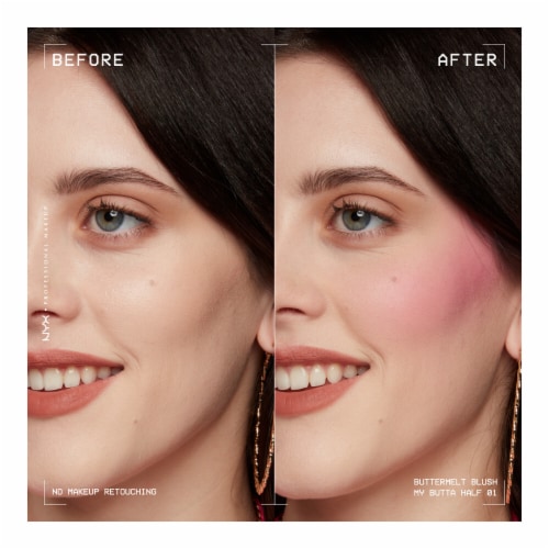 NYX Professional Makeup Buttermelt Blush 01 My Butta Half Perspective: left
