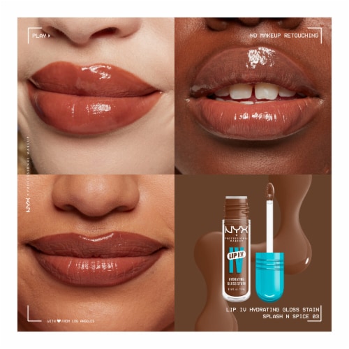 NYX Professional Makeup Lip IV Lip Gloss Stain Hydrating 03 Splash n Spice Perspective: left