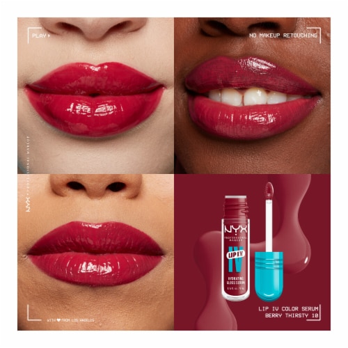NYX Professional Makeup Lip IV Lip Gloss Stain Hydrating 10 Berry Thirsty Perspective: left