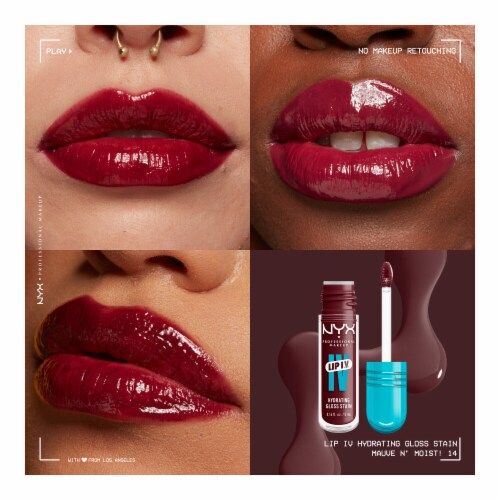 NYX Professional Makeup Lip IV Lip Gloss Stain Hydrating 14 Mauve n Moist Perspective: left