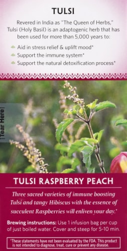 Organic India­™ Tulsi Raspberry Peach Herbal Tea Bags Perspective: left