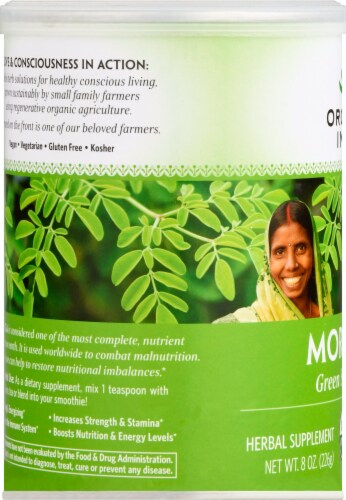 Organic India™ Moringa Organic Leaf Powder Herbal Supplement Perspective: left