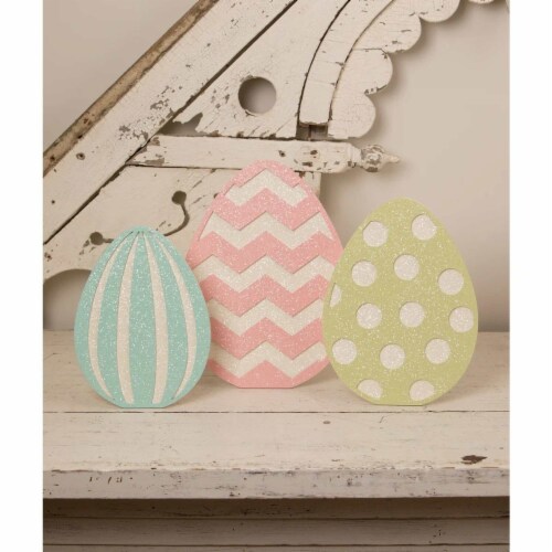 Easter Glittered Standing Easter Eggs Wood Pastel Easel Back Rl1712 Perspective: left