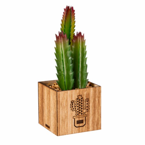 Bambeco LED Artificial Plant with Wood Box Perspective: left