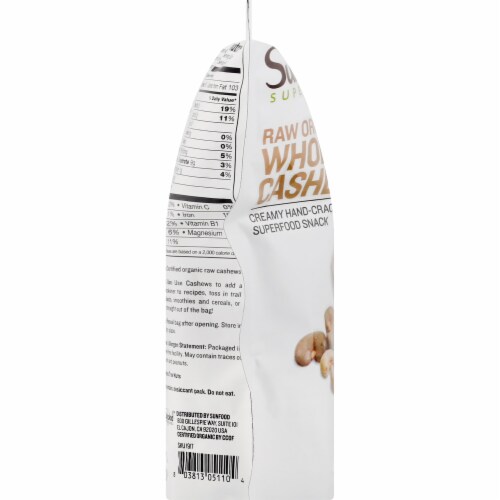 Sunfood Raw Organic Whole Cashews Perspective: left