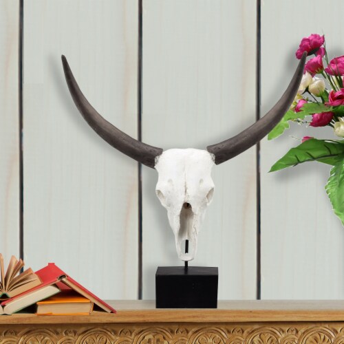 Wild & Beautiful Cow Skull, Resin- Saltoro Sherpi Perspective: left