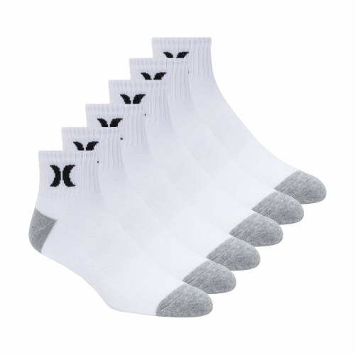 Hurley Mens Quarter Crew Socks - White Perspective: left