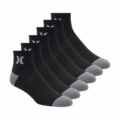 Hurley Mens Quarter Crew Socks - Black Perspective: left