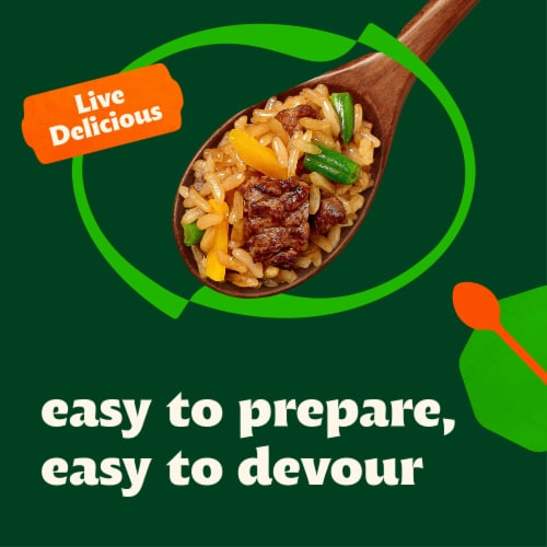 Bibigo Korean Style Bulgogi Beef & Vegetable Fried Rice Perspective: left