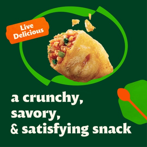 Bibigo Spicy Chicken & Vegetable Crispy Dumpling Bites Perspective: left