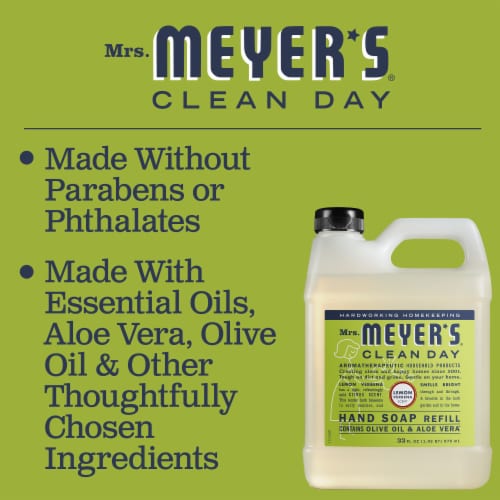 Mrs. Meyer's Clean Day Lemon Verbena Scent Liquid Hand Soap Refill Perspective: left