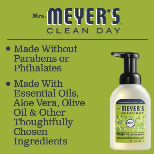 Mrs. Meyer's Clean Day Foaming Hand Soap, Lemon Verbena Scent, 10 Ounce Bottle Perspective: left