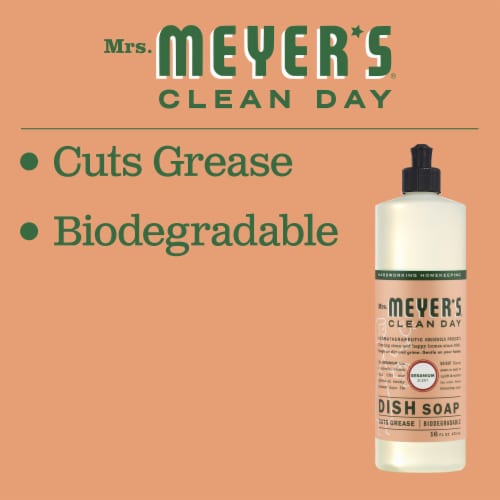 Mrs. Meyer's Clean Day Geranium Scent Liquid Dish Soap Perspective: left