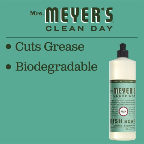 Mrs. Meyer's Clean Day Basil Scent Liquid Dish Soap Perspective: left