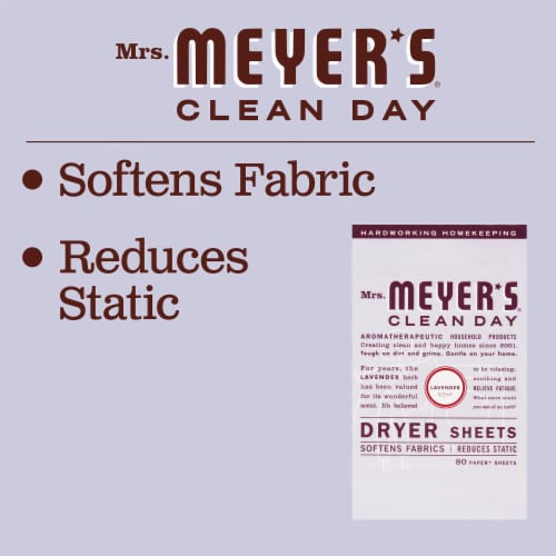 Mrs. Meyer's Clean Day Lavender Dryer Sheets Perspective: left