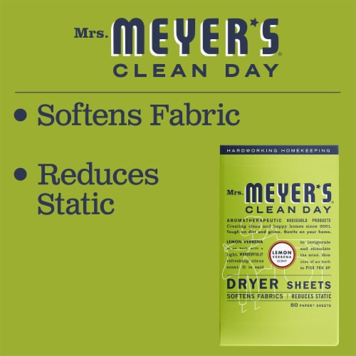 Mrs. Meyer's Clean Day Lemon Verbena Dryer Sheets Perspective: left
