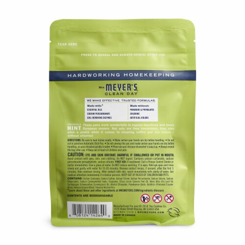 Mrs. Meyer's Clean Day Lemon Verbena Dishwasher Pods Automatic Dish Pacs Perspective: left