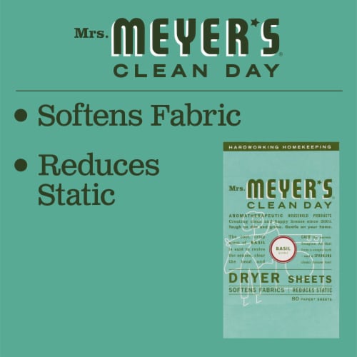 Mrs. Meyer's Clean Day Basil Scent Dryer Sheets Perspective: left