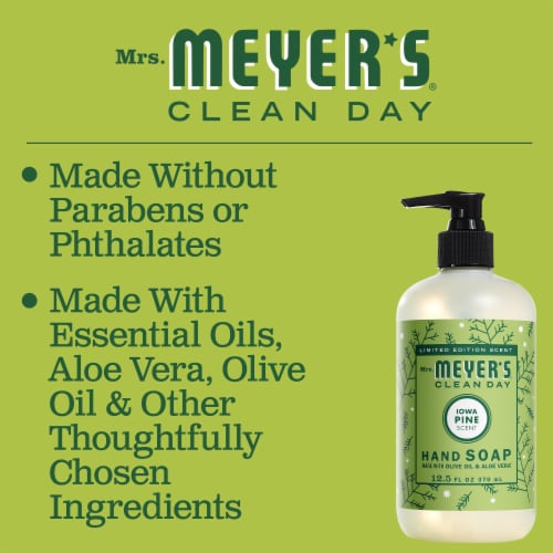 Mrs. Meyer's Clean Day Liquid Hand Soap, Iowa Pine Scent, 12.5 Ounce Bottle Perspective: left