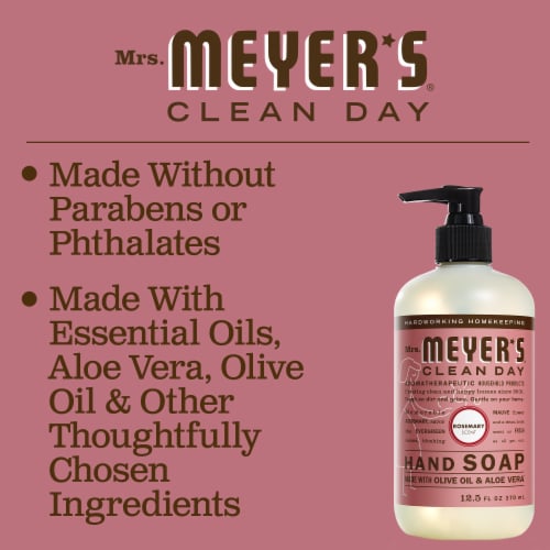 Mrs. Meyer's Clean Day Rosemary Scent Liquid Hand Soap Perspective: left