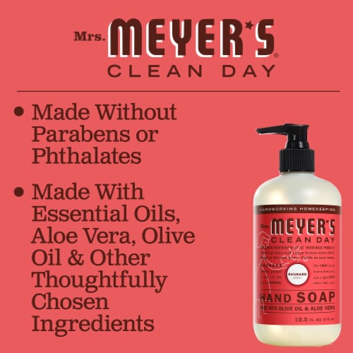 Mrs. Meyer's Clean Day Rhubarb Scent Liquid Hand Soap Perspective: left