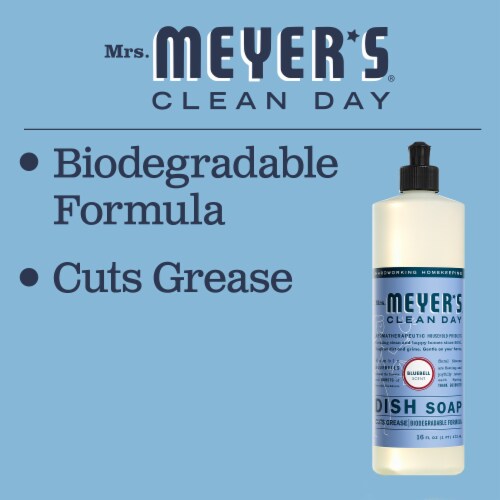 Mrs. Meyer's Clean Day Liquid Dish Soap, Bluebell Scent, 16 Ounce Bottle Perspective: left