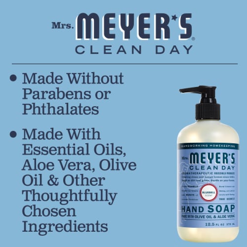 Mrs. Meyer's Clean Day Bluebell Scent Liquid Hand Soap Perspective: left