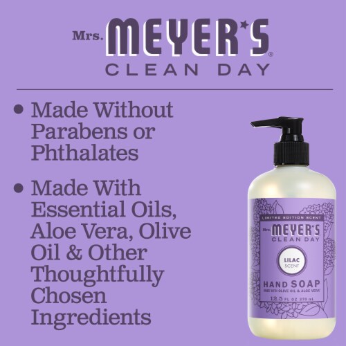 Mrs. Meyer's Clean Day Liquid Hand Soap, Lilac Scent, 12.5 Ounce Bottle Perspective: left