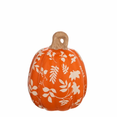 Evergreen Set of 3 Printed Ceramic Pumpkins, Autumn Blooms, One Size ...