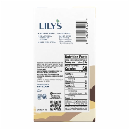 LILY'S White Chocolate Style No Sugar Added Baking Bar Perspective: left