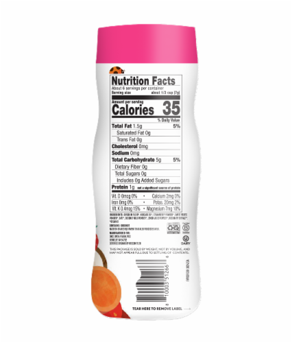 Once Upon a Farm™ Organic Strawberry Sweet Potato & Coconut Fruit & Veggie Puffs Perspective: left