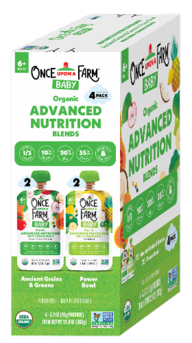 Once Upon a Farm Advanced Nutrition Ancient Grains and Greens Power Bowl Organic Multipack Baby Food Perspective: left