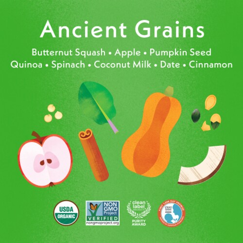 Once Upon a Farm™ Advanced Nutrition Ancient Grains and Greens Baby Food Pouch Perspective: left