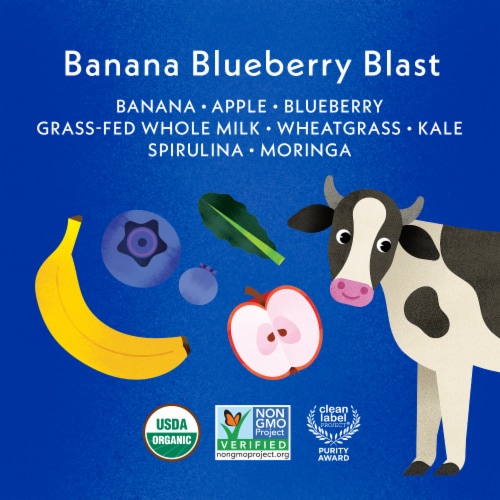 Once Upon A Farm® Banana Blueberry Blast Organic Whole Milk Smoothie Pouch Perspective: left