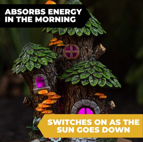 Mystic Gnome Fairy House with VP Home Solar Light for Home & Outdoor Decor Perspective: left