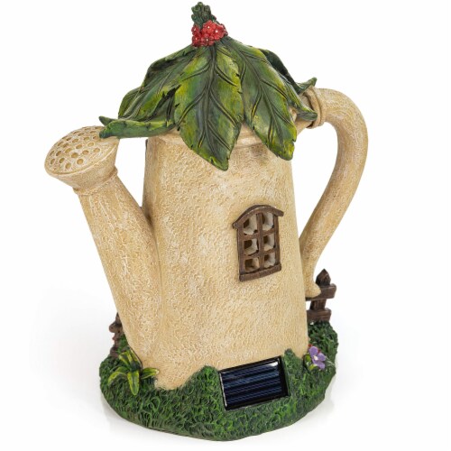 VP Home Watering Can Fairy Cottage LED Solar Light Decor, Flickering Garden Halloween Decor Perspective: left