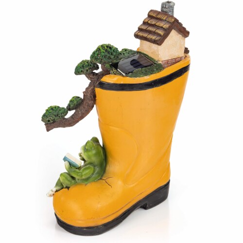 VP Home Enchanted Rainboot Fairy House Reading Frog Solar Light, Multi-Color Perspective: left