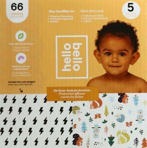 Hello Bello Bolt Babes & Woodland Animals Print Size 5 Baby Diapers Perspective: left