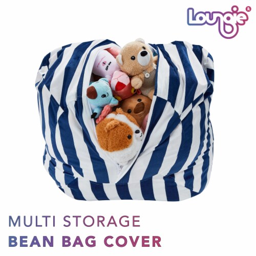 Loungie 32 Round Stuffed Animal Storage Bean Bag Cover Stripe Navy 32 L x 32 W x 0.5 H Fry s Food Stores