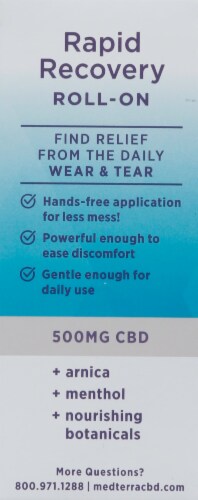 Medterra Relief + Recovery Muscle Support Roll-On CBD Cream Perspective: left