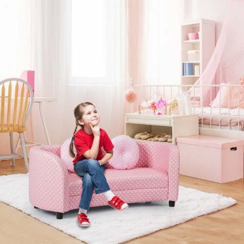 2 Seat Kids Sofa Armrest Chair with Two Cloth Pillows Perfect for Girls Pink 1 unit Fry s Food Stores