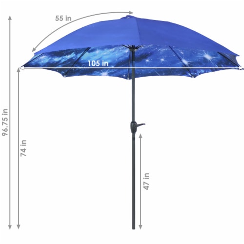 Sunnydaze 9 ft Aluminum Patio Umbrella with Tilt and Crank - Starry Galaxy Perspective: left