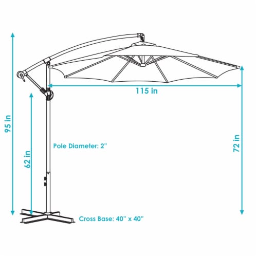 Sunnydaze 9.5 ft Cantilever Offset Patio Umbrella with Crank - Seafoam Perspective: left