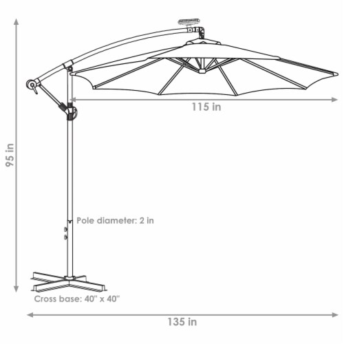 Sunnydaze 9.5 ft Solar Cantilever Offset Patio Umbrella - Seafoam Perspective: left